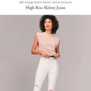Abercrombie and Fitch White Distressed Jeans-